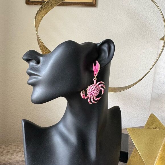 Pink Crab Earrings A1224 - Picture 5 of 5